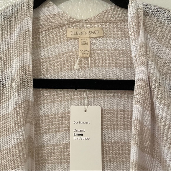 Eileen Fisher Striped Organic Linen Cardigan XS - Picture 5 of 10